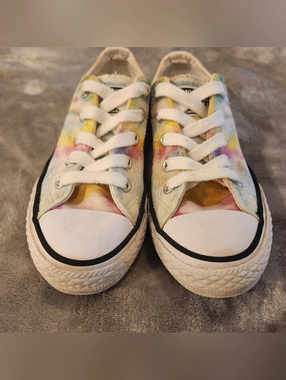 Converse Kids Tie-Dye Low Top Sneakers - White, Yellow, Pink, Green, Size 12C
